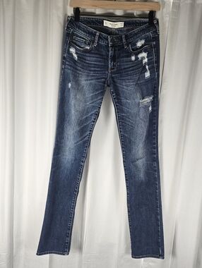 Abercrombie & Fitch Distressed Dark Wash Distressed Skinny Jeans 4L W27 L35